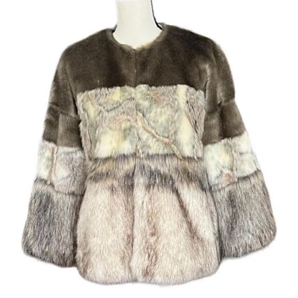 Zara contrasting faux fur jacket - Picture 3 of 5